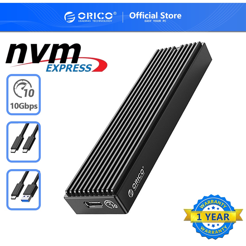 ORICO M.2 NVME Enclosure USB C Gen2 10Gbps PCIe SSD Case M2 SATA NGFF 5Gbps SSD Enclosure Tool Free For 2230/2242/2260/2280 SSD （M2PV）