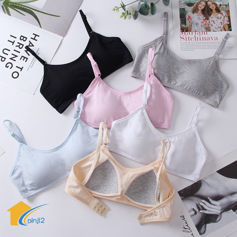 Soft Girls Underwear Bra Cotton Baby Bra Adjustable Shoulder Straps Teenage Sports Bra
