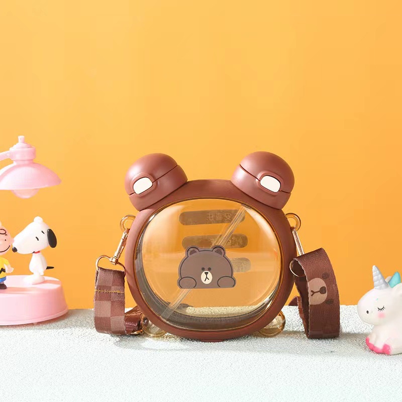 夏季小熊雙飲杯大容量水壺 男女學生ins便攜吸管水杯 高顏值防摔可愛水壺 隨行杯