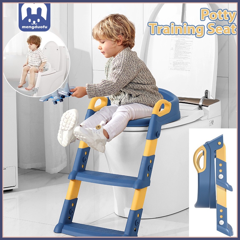 [SG STOCK] Foldable Baby Toilet Seat Kids Toilet with Adjustable Ladder Potty Toilet Trainer Seat