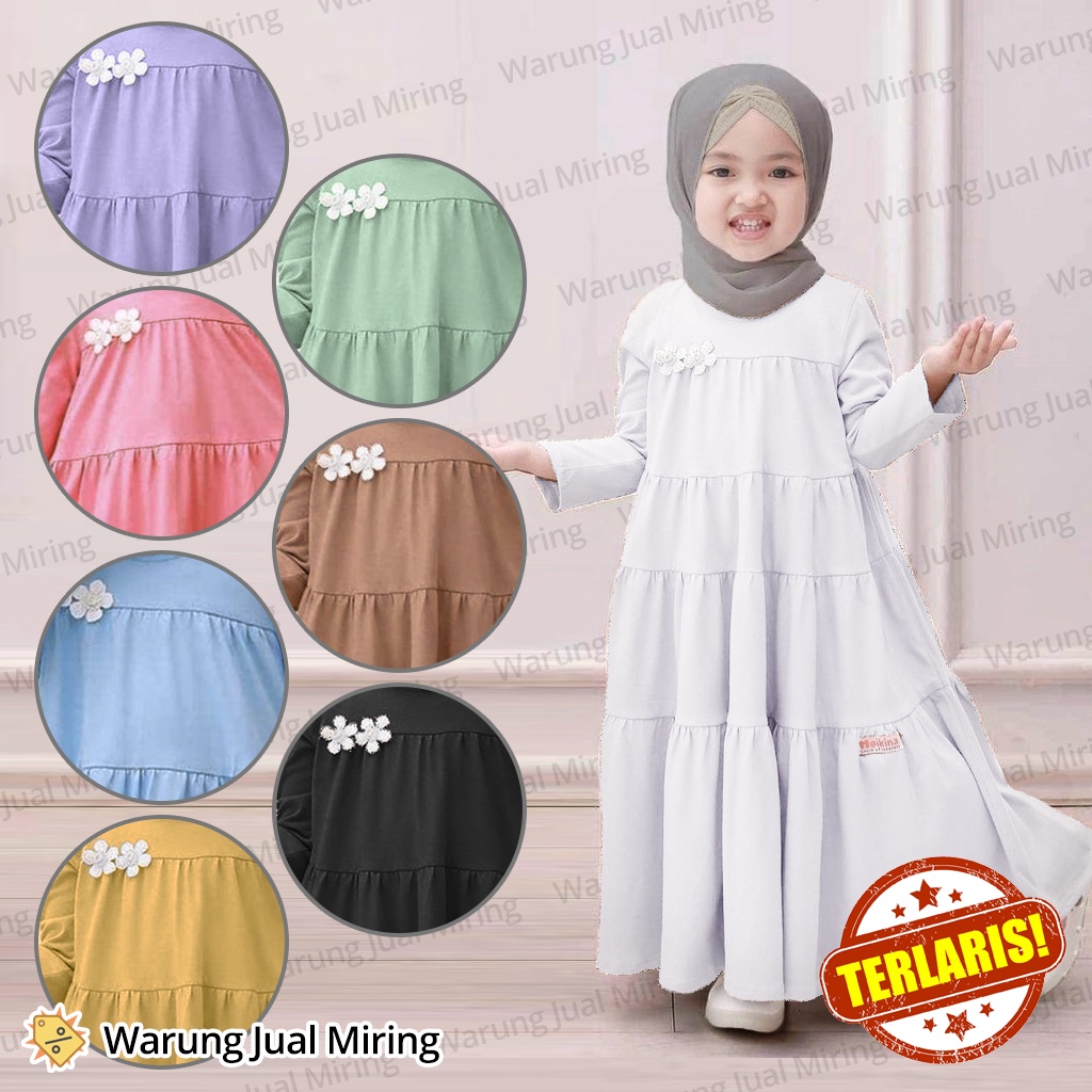 PUTIH HITAM Gamis Children Princess 1-12 Years Stacking The Latest Plain Jersey Material 2023 Toddler Teenagers Responsibilities Girls Muslim Dress Dress Dress White Black Sage Crinkle Set Hijab Hijab