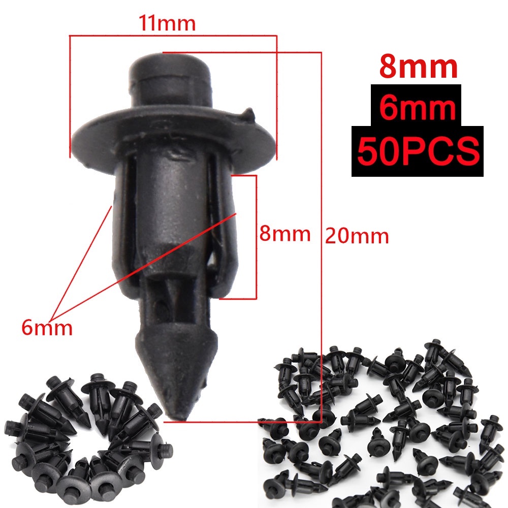 (Ready-stock) 50/100pcs Motor NMAX AEROX Clips Plastic Rivets Car Clips Rivet Y15 R25 R15 RS150 LC135 NVX NMAX XMAX VARIO VF3i RFS150 Retainer Push Pin Trim Rivet Panel Mould Tool