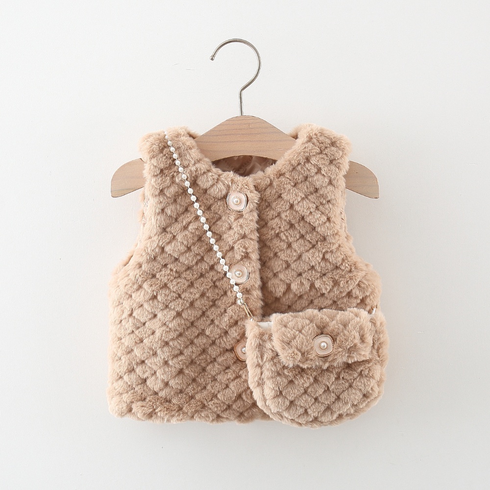 Winter Outerwear Baby Sleeveless Cardigan Lamb Wool Coat Send Bag_voghion.com