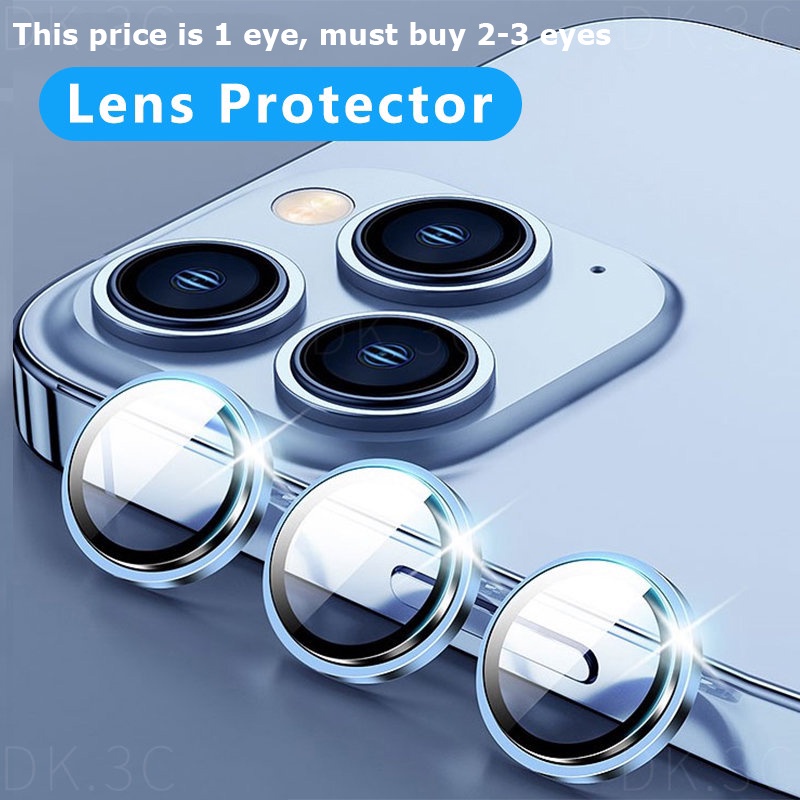 Metal Camera Lens Protector Full Cover Tempered Glass For iPhone 11 12 13 14 15 Pro Max / 14 15 Plus / 13 mini HD Glass Circle Camera Screen Protector