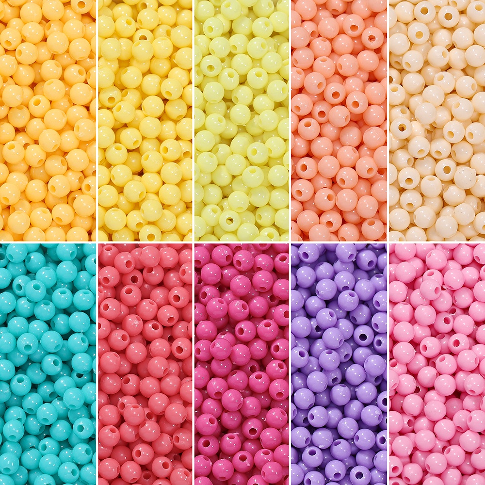 St. kunkka 350pcs 4mm Solid Color Acrylic Round Bead Charm Loose Bead Spacer Bead Can Be Used for DIY Jewelry Making Necklace Bracelet