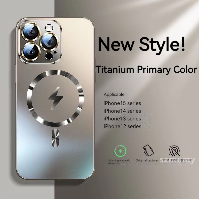 Hot-selling AG Titanium Ash Lightning Magnetic Phone Case For Iphone 16 15 13 14 12 11 Pro Max Plus All-inclusive Nano Lens Protection Against Fingerprint Frosted Hard Back Cover