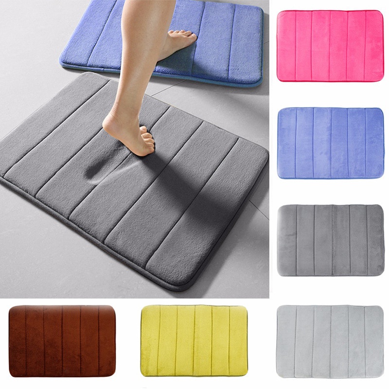 Bathroom Non-Slip Mat Thick Coral Fleece Memory Foam Memory Absorbent Mat Bedroom Anti-Slip Mat Kitchen Pad Pedal Pad