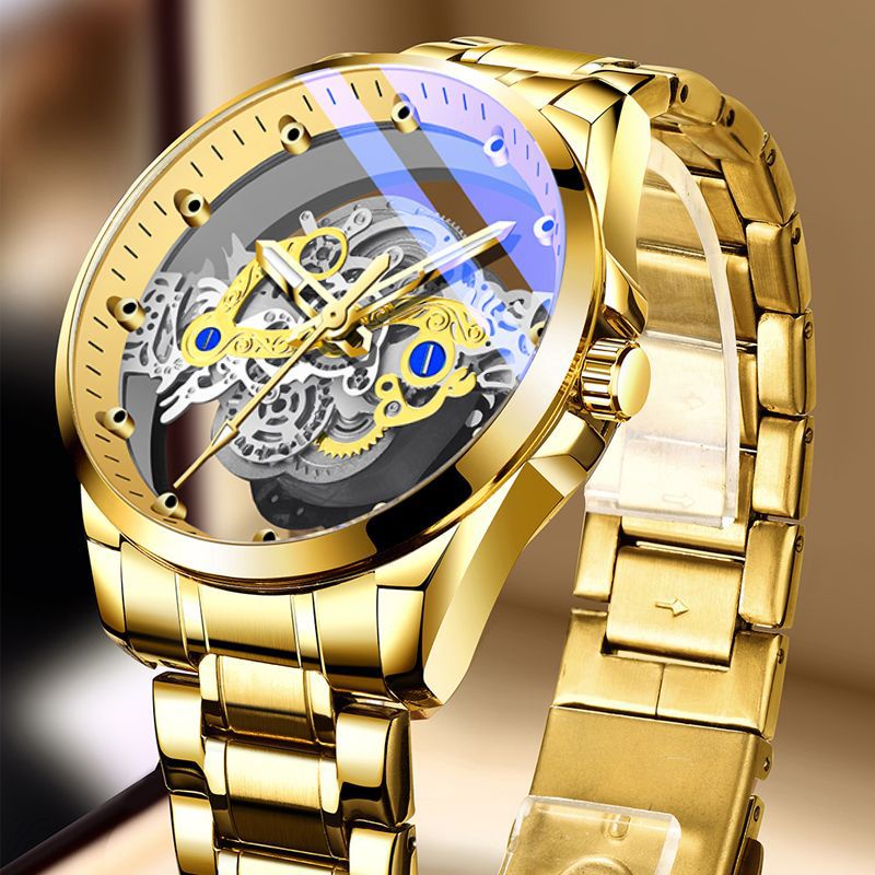 New Hollow Transparent Quartz Men's Watch Waterproof Luminous Imitation Fully Automatic Style