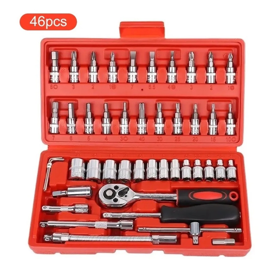 46 Socket Wrench Tool Set 1/4 Komfly Ratchet Screwdriver Wrench Auto Repair Small Sleeve Set Hardware