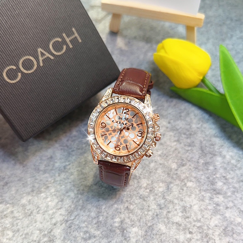 NEW Fashion Women Crystals Leather Quartz Watch Jam Tangan Wanita 41MM