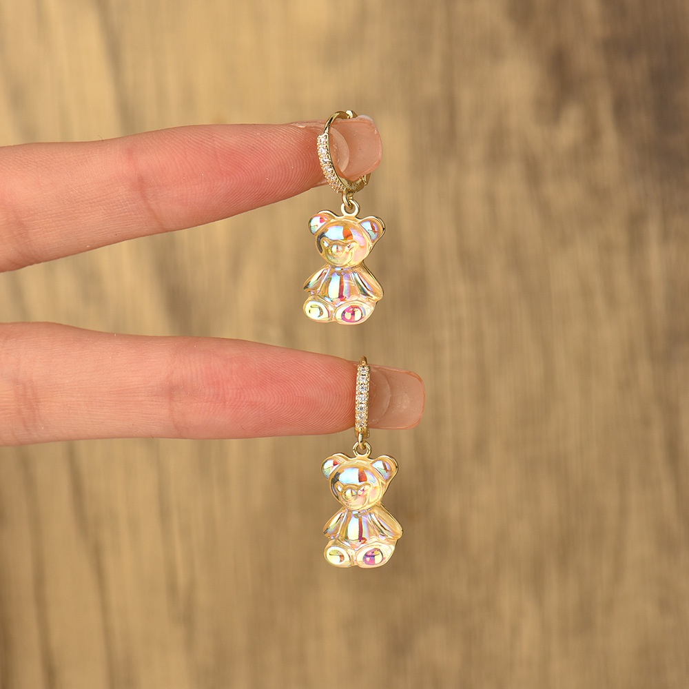 Teddybär Ohrhänger Acryl Creolen Modeschmuck_voghion.com