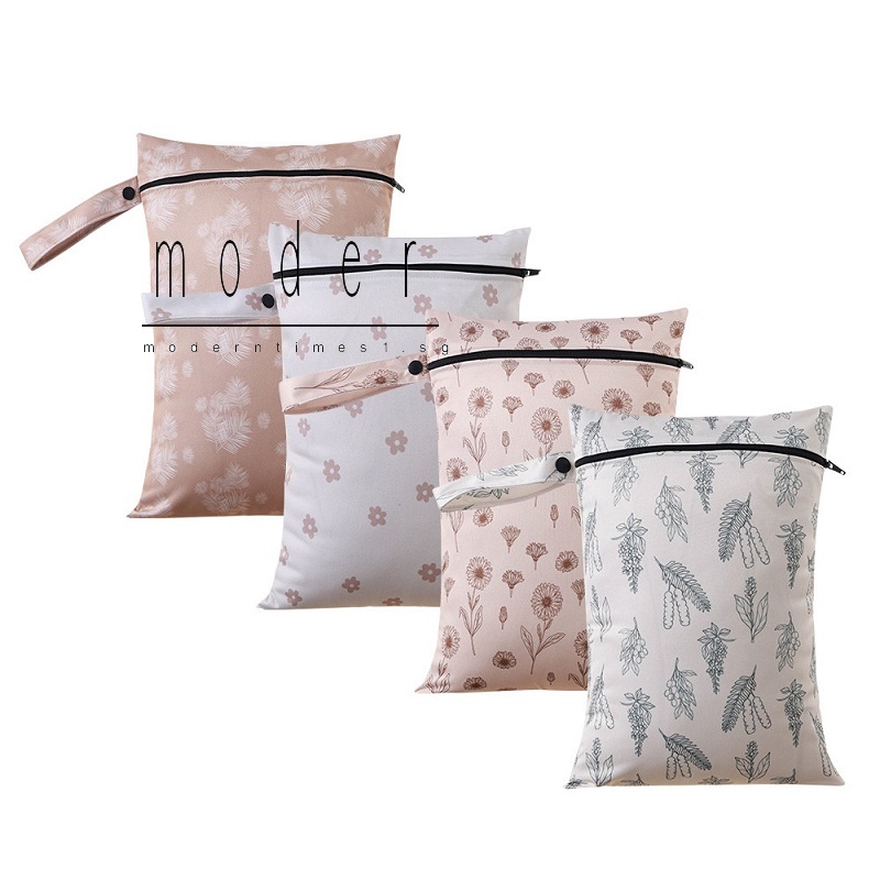 Baby Diaper Bag New Material Recycled Storage Outdoor Wet bag with Cute Print Large Size 26X36cm