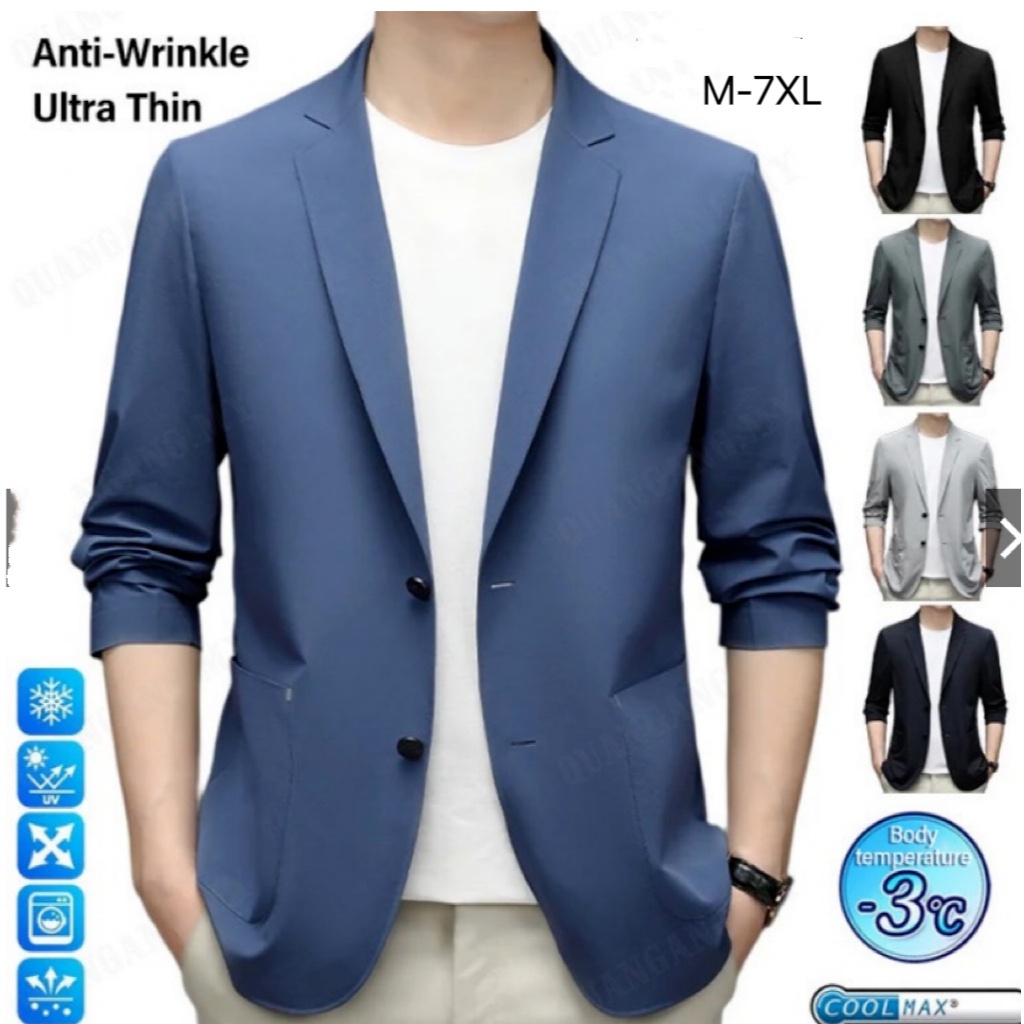 [Men's Clothing Ice Silk Suit] Ice Silk Suit Men's Ultra-Thin Casual Sunscreen Clothing Small Suit Lightweight Spring Autumn Single Blazer Top 5.13 WU/11.27 Peach