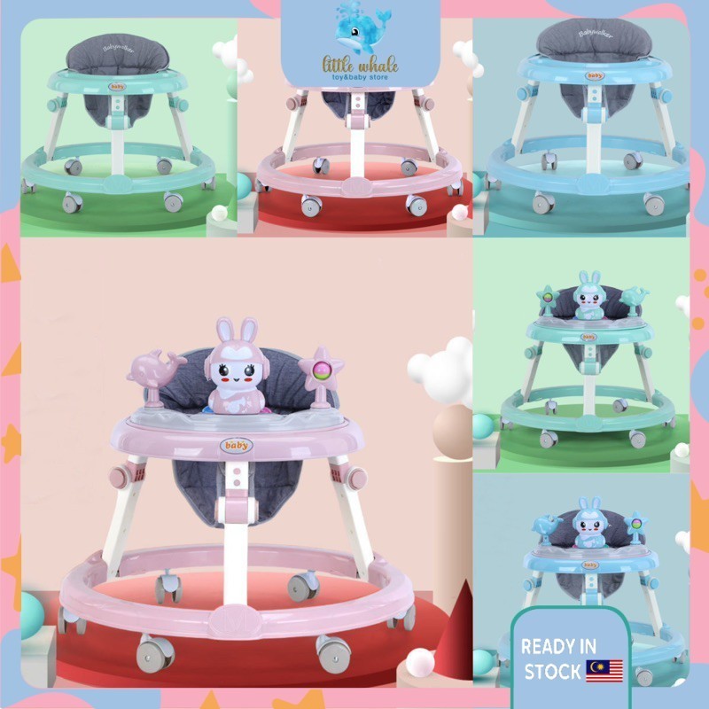 Foldable Baby Walker Anti-O Leg Multifunction Baby Walker 6 Wheels Stable O Shape Baby Walker