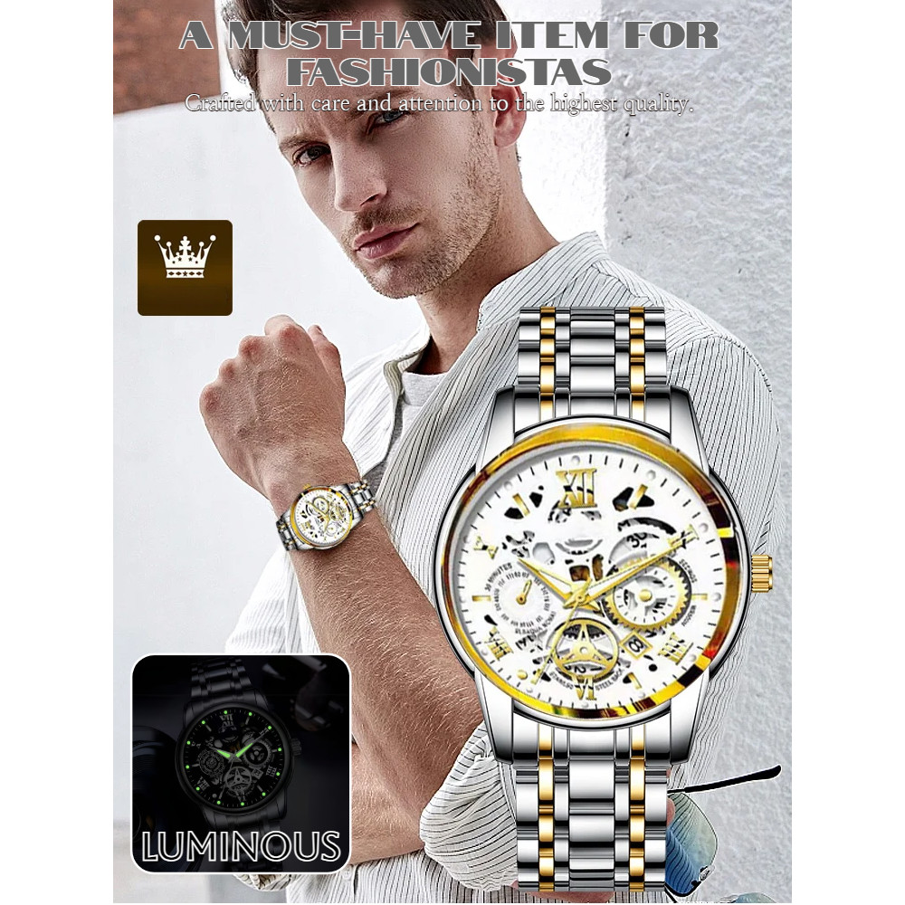 Men's large waterproof automatic calendar luminous watch