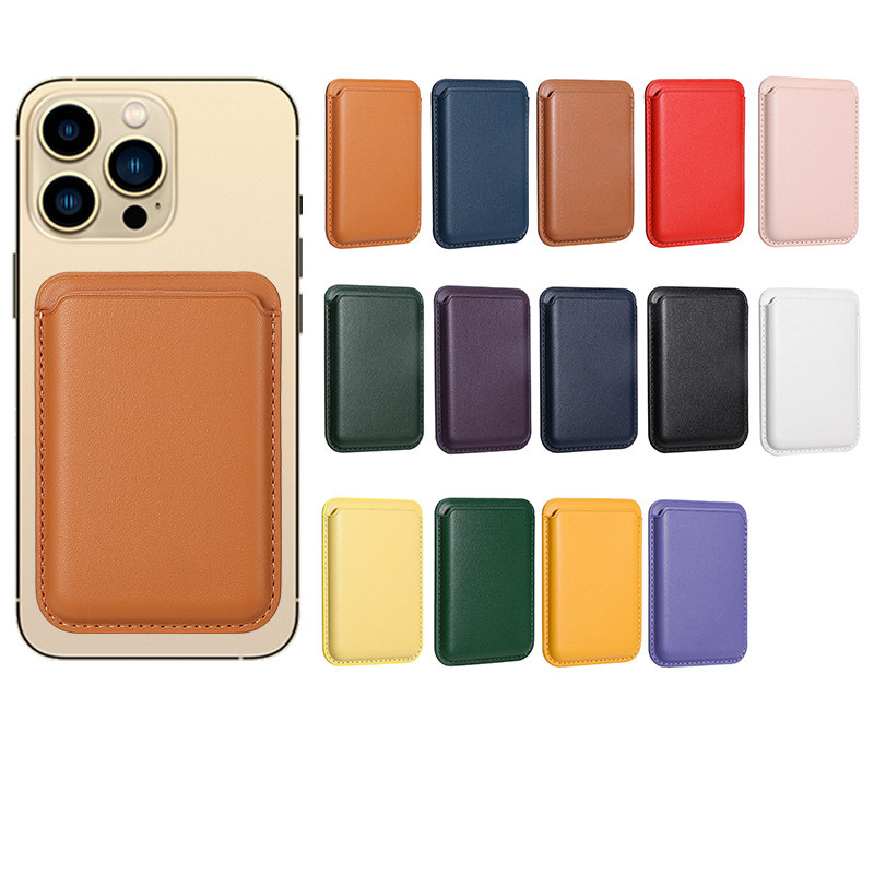 Suitable for IPhone  16 15, 14, 13, 12 Pro Max Plus Mini Megsafe Magnetic Card Holder PU Leather Back Sticker Card Case Phone Leather Wallet