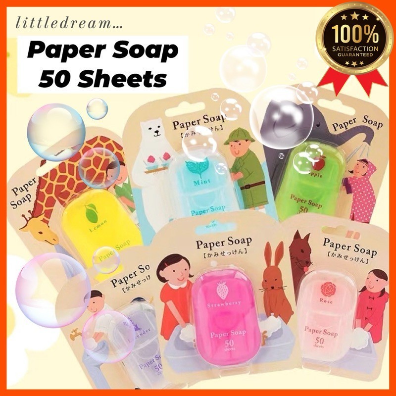 ??[SG Stock] Japan Paper Soap Travel Portable Hand Washing 50pcs, Compact, Convenient Single-Use Sheets for On-the-Go