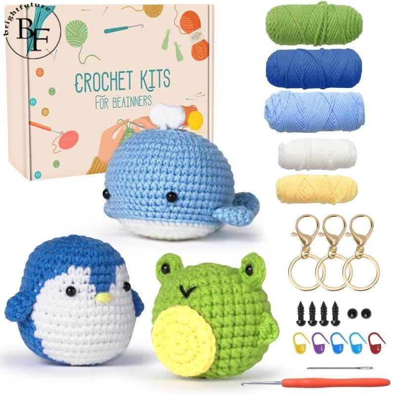 Crochet Kit with Yarn Knitting Crochet Hook for Beginners With Video Tutorials Knit Tool Unfinished Material Package