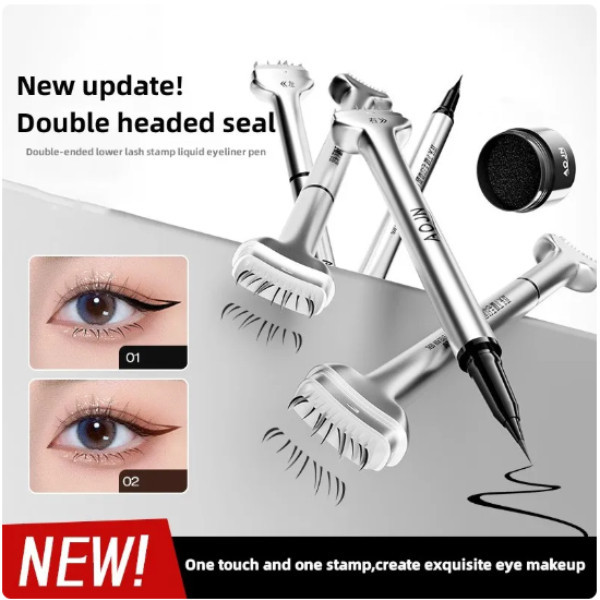 Lower Eyelash Stamp Makeup Professional Dual-Ended Waterproof Sweatproof Long Lasting Eyelash Seal Eyeliner Pen Waterproof and Sweat Proof Eye Liner 2 in 1