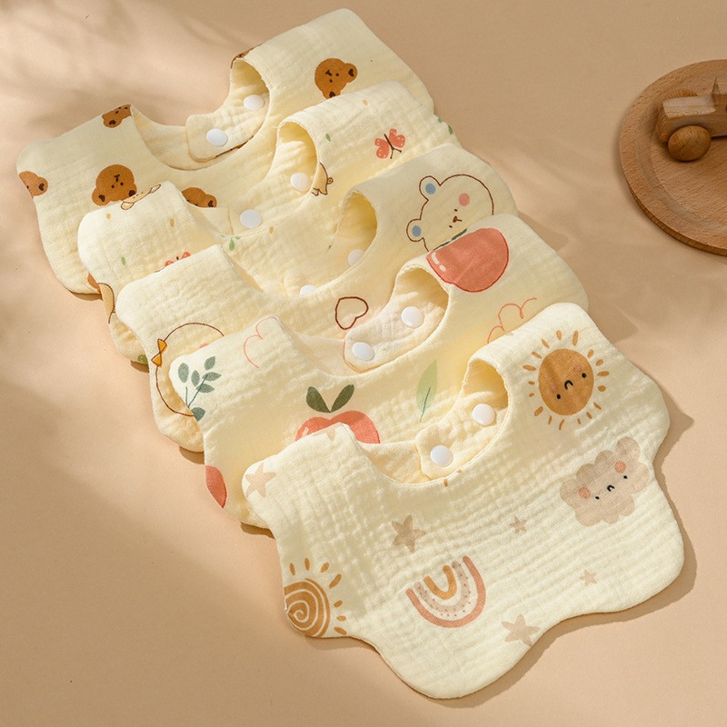 0-1 Years Baby Pure Cotton Bib Washable Lightweight Feeding Apron for Baby Infant Bib