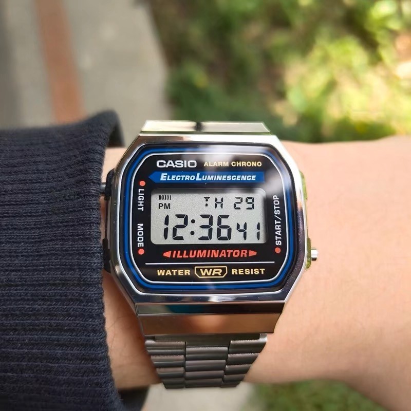 Women Men Stainless Steel Led Digital Watch A168WA-1W Women Men Student Electronic Watch