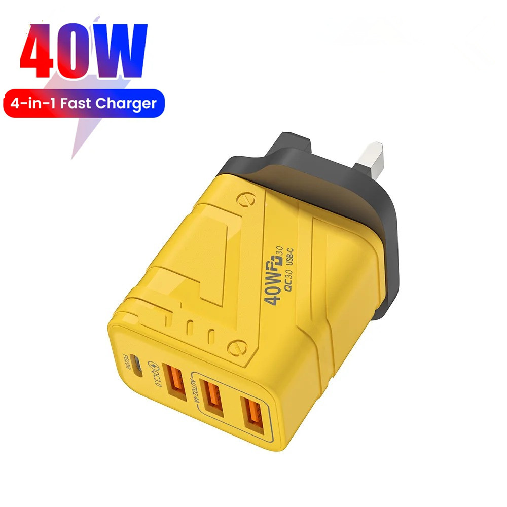 40W USB Type C Charger 4 Ports Fast Charging Mobile Phone Charger Power Adapter Quick Charge 3.0 PD Charger