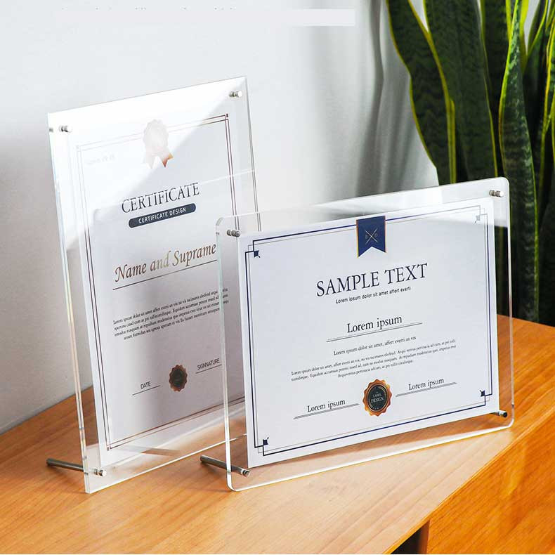 Picture Frame Acrylic Photo Frames Certificate Camp Poster Display Stand Frame Paper Holder A4 6inch