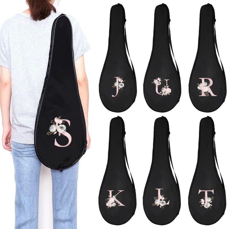 Badminton Racket Bag Lightweight Racket Cover Multi-use Racket Shoulder Bag Pink Flower Series Badminton Bat Cover