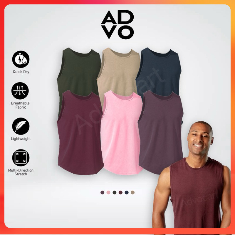 ADVO [New Series] Microfiber Singlet Men Jersey Round Neck T shirt Short Sleeve Baju Jersi Lelaki Plain Unisex Quick Dry