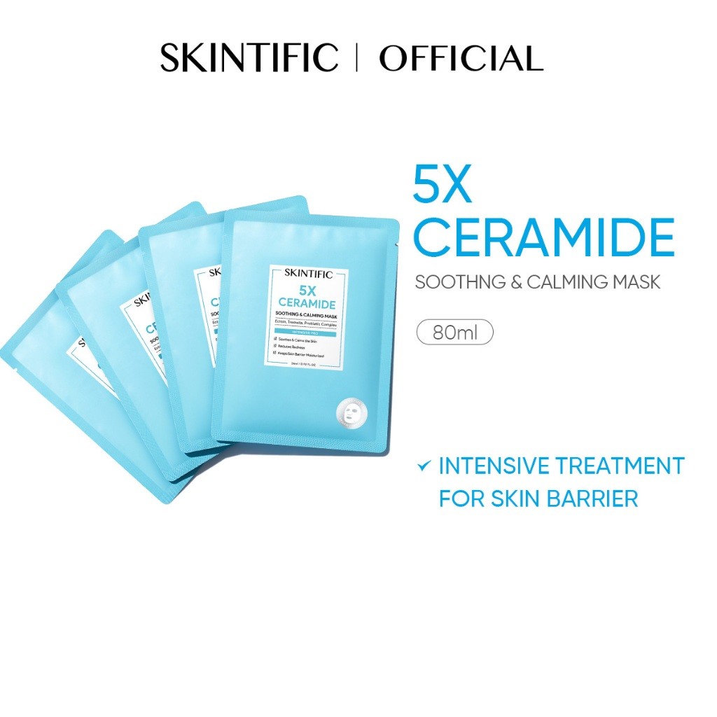 SKINTIFIC 5X Ceramide Soothing Calming Mask - Face Mask for Hydration, Improves Redness & Dry Skin 1PCS
