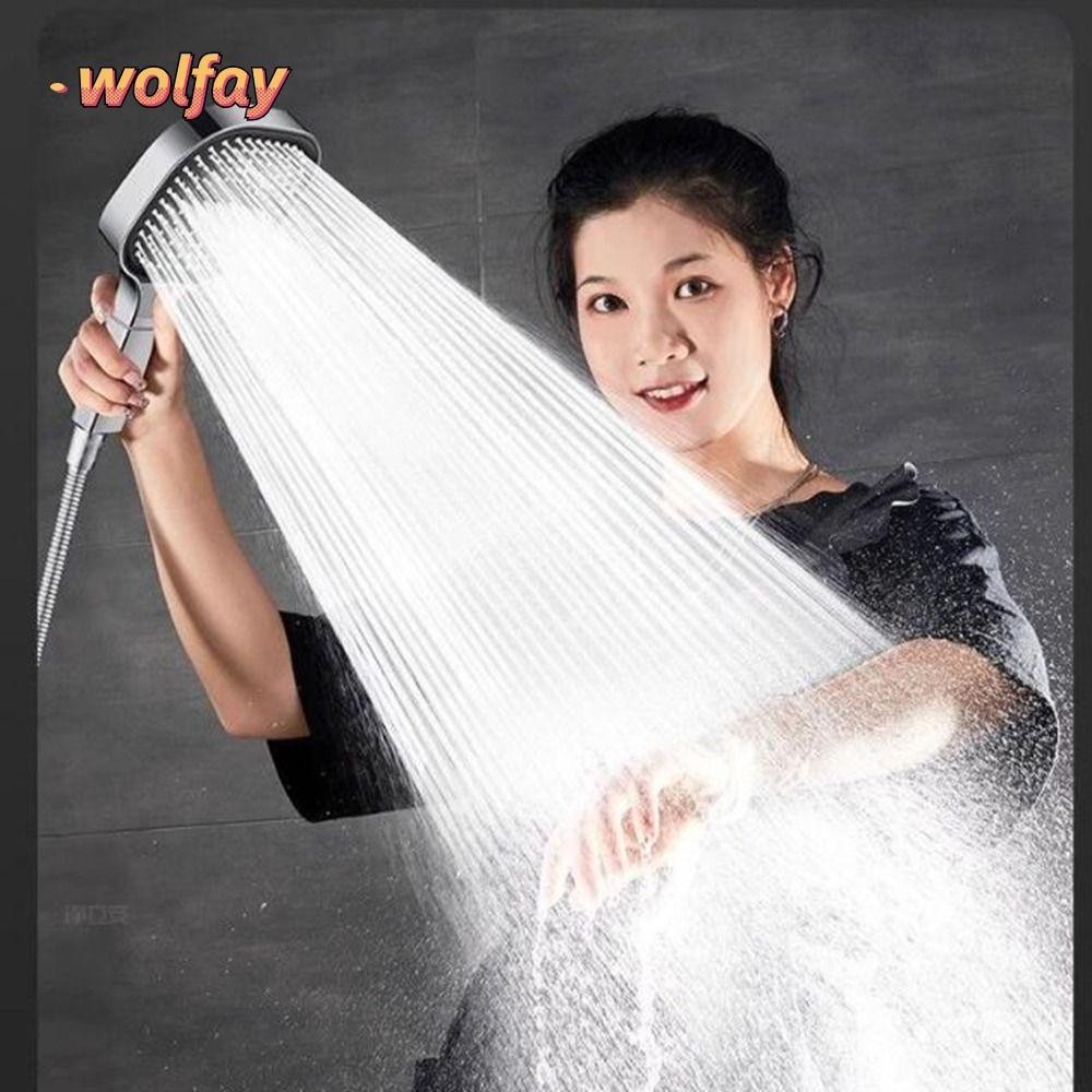 WOLFAY Shower Head, 13CM Large Panel 3 Modes Bathroom Accessories, Square High Pressure Water Massage with Filter Shower Replacement Universal