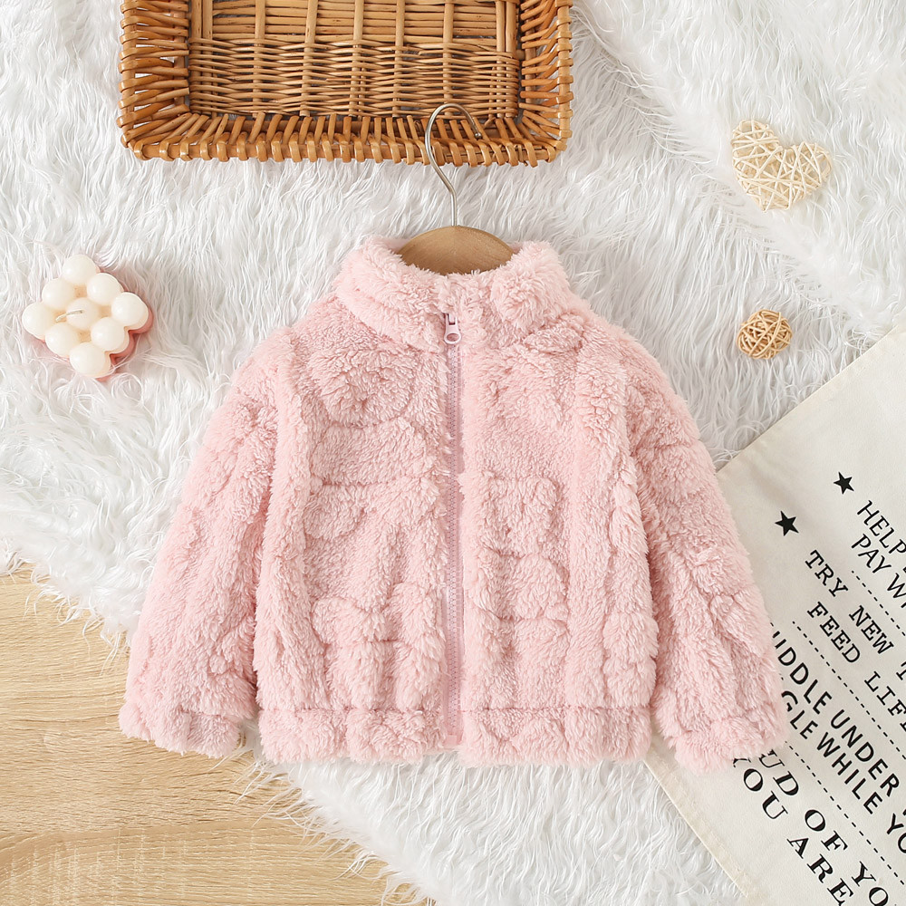 Cute Heart Shaped Plush Jacket Warm Baby Jacket For Autumn Winter Baby Girl Coat_voghion.com