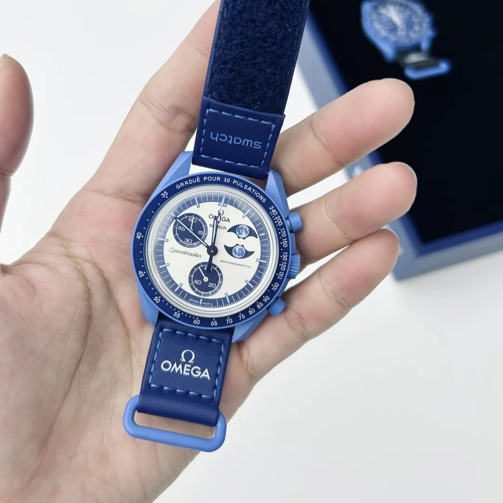 SWATCH & OMG Mission To The Super Blue Moon Mens Watches Full Function Quarz Chronograph Movement Watches Luminous Wristwatches