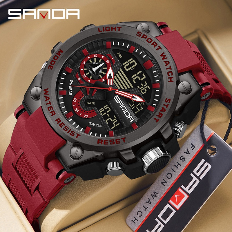 SANDA  SD3302 New Product Watch Youth Multi functional Fashion Trend Men s Watch Cool Outdoor Waterproof Alarm Clock Men s Watch