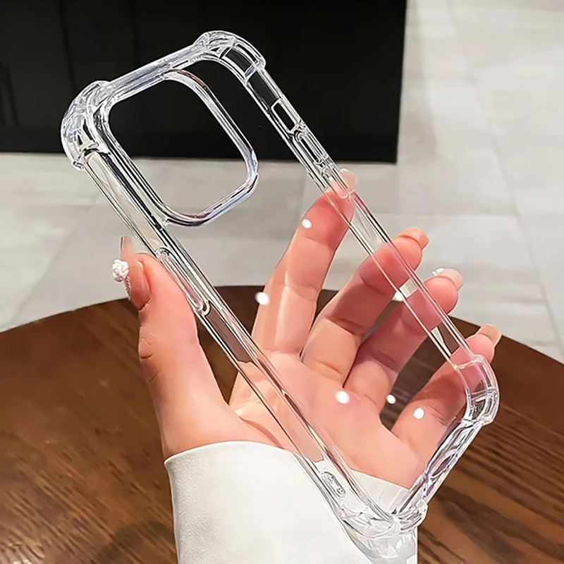 Shockproof Clear Phone Case For iPhone 16 15 14 13 12 11 Pro Max 16 Plus 13 Mini X XR XS Max 6 6S 7 8 Plus SE 2020 2022 Airbag Transparent Soft TPU Cover