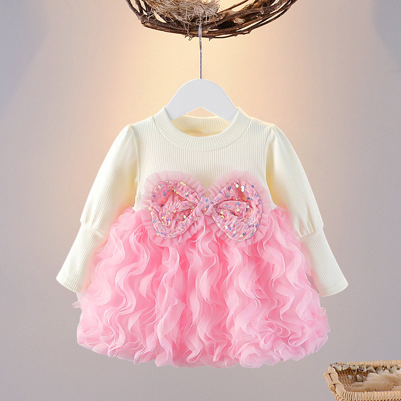 Babymeisjesjurk met paillettenstrik en tutujurk, verjaardagsfeestjesjurk voor babymeisjes_voghion.com