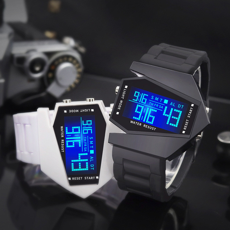 Kegllect Men Digital Waterproof Sports Watch Irregular Dial Calendar Alarm Multifunctional Watches