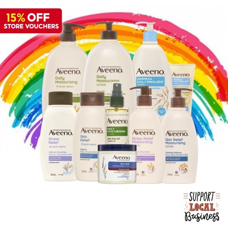 [Crazy Sale] Aveeno (Moisturizing, Eczema Therapy, Skin Relief, Itch, Stress, Daily) Moist Lotion, Cream, Body Wash