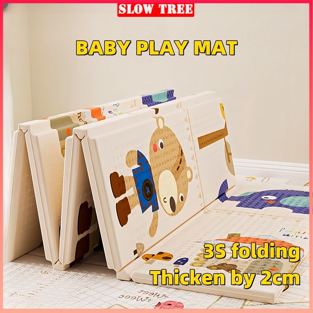 Kids Playmat and Baby Playmat Foldable 200x180cm XPE Play Mat Thicken 2cm with Bag for Baby Crawling and Play, Suitable for Baby Mat and Play Mat