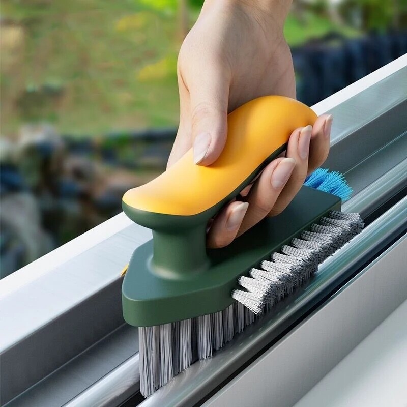 4 In 1 Household Bathroom Crevice Cleaning Brush/ Durable Creative V-shaped Window Floor Slit Brush