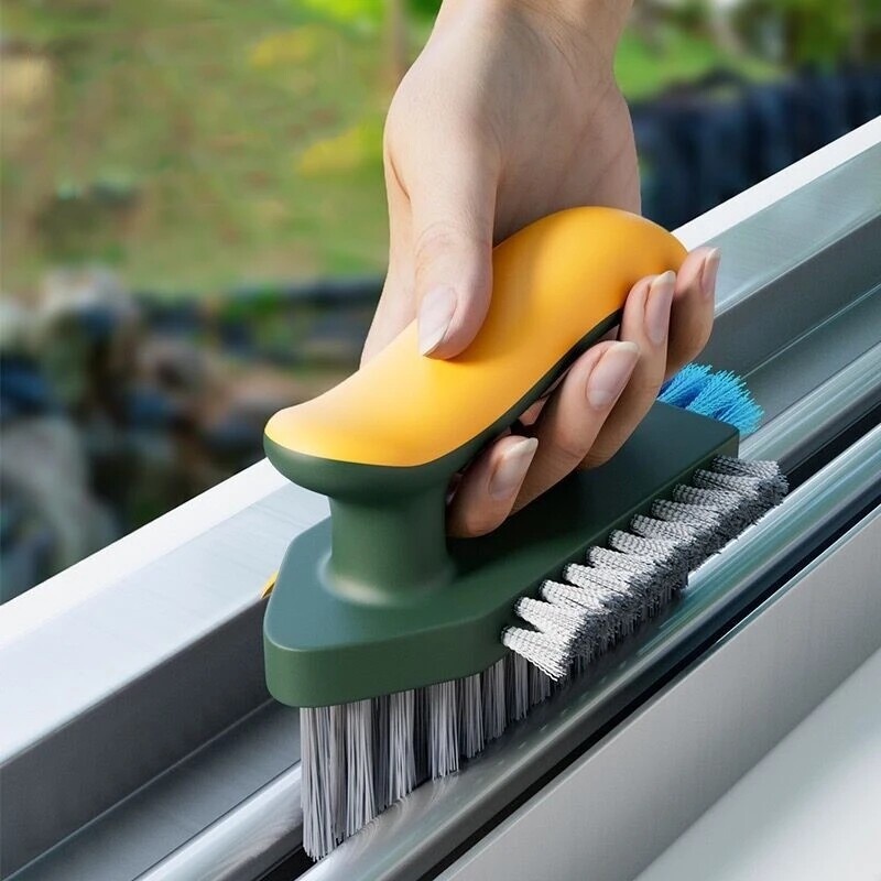 4 In 1 Household Bathroom Crevice Cleaning Brush/ Durable Creative V-Shaped Window Floor Slit Brush