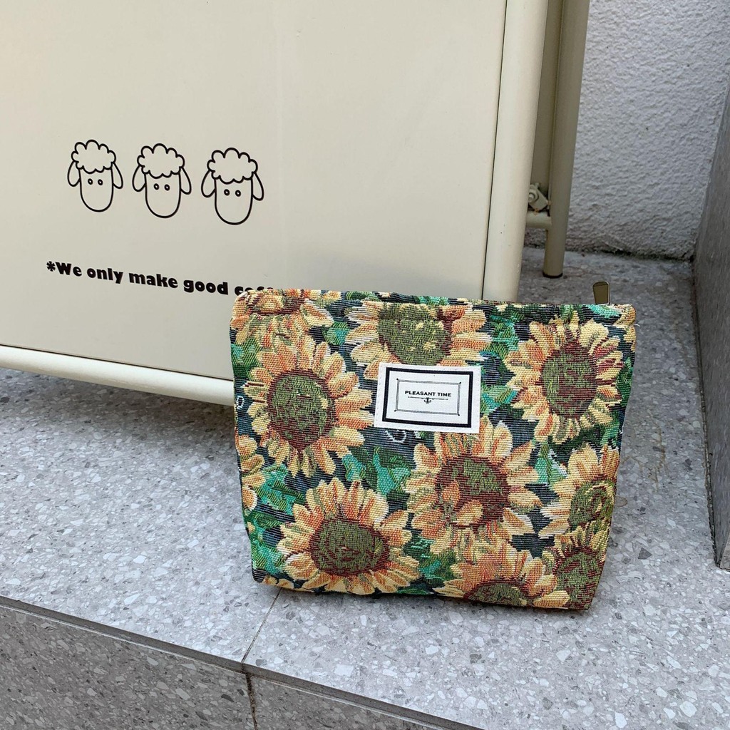Neceser de Jacquard Floral, Gran Capacidad, Organizador de Viaje para Maquillaje