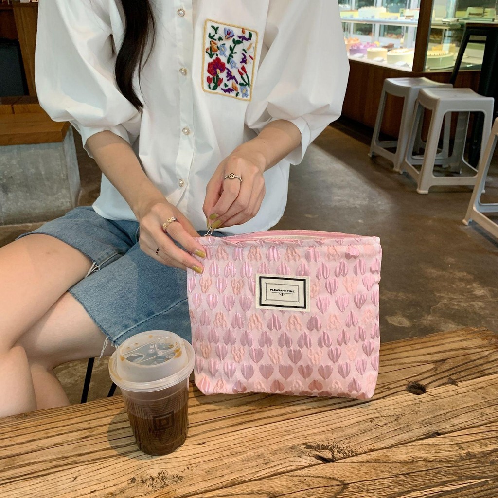 Neceser de Jacquard Floral, Gran Capacidad, Organizador de Viaje para Maquillaje