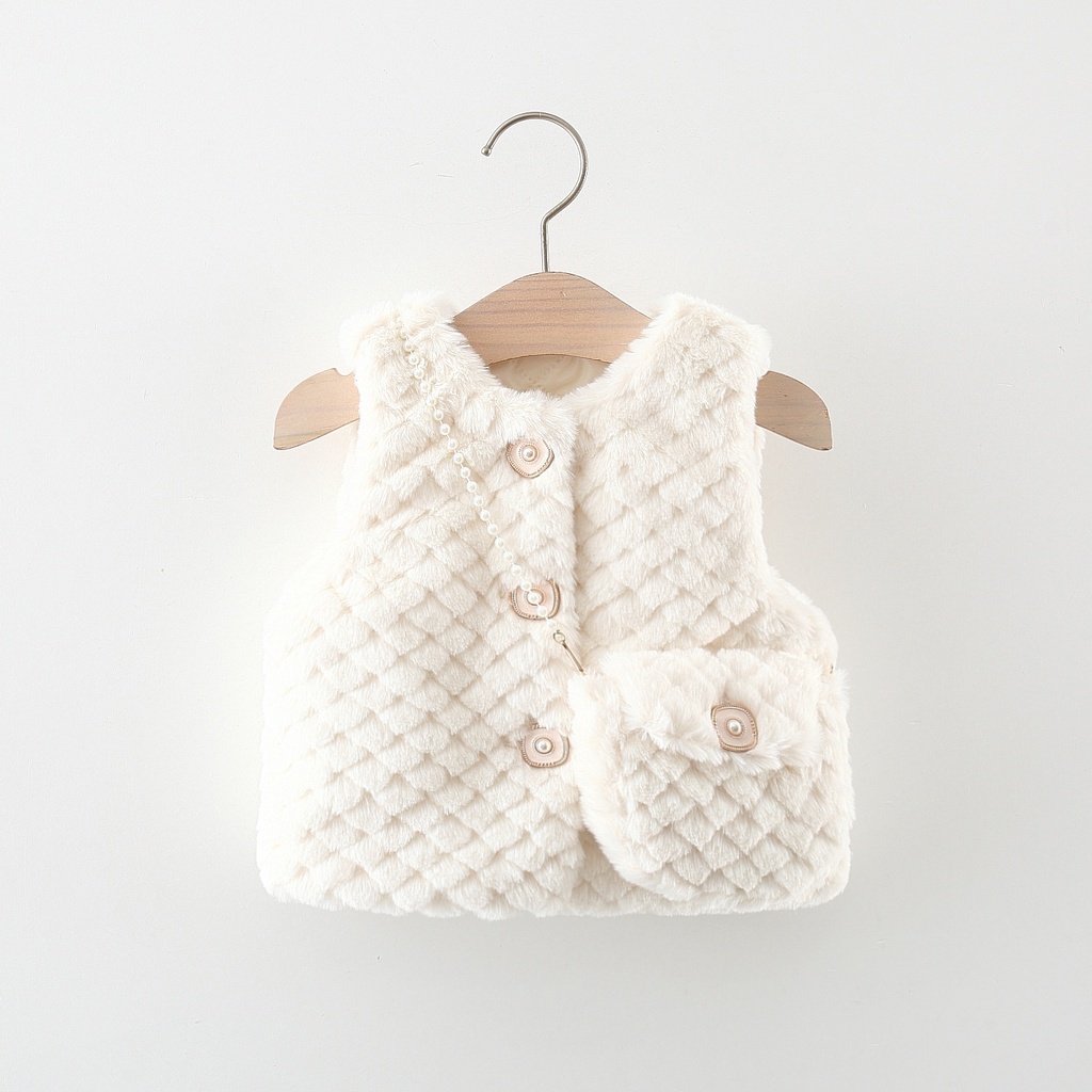 Winter Outerwear Baby Sleeveless Cardigan Lamb Wool Coat Send Bag_voghion.com