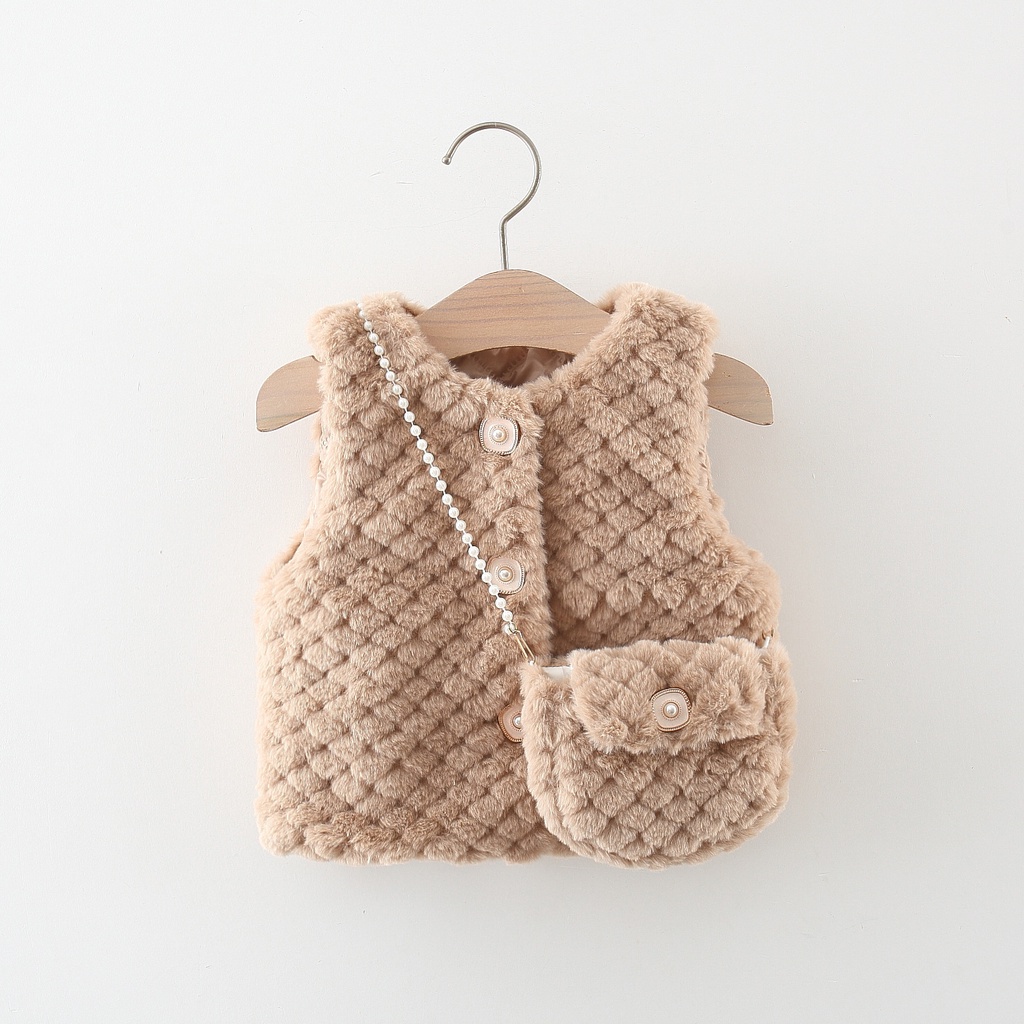 Winter Outerwear Baby Sleeveless Cardigan Lamb Wool Coat Send Bag_voghion.com