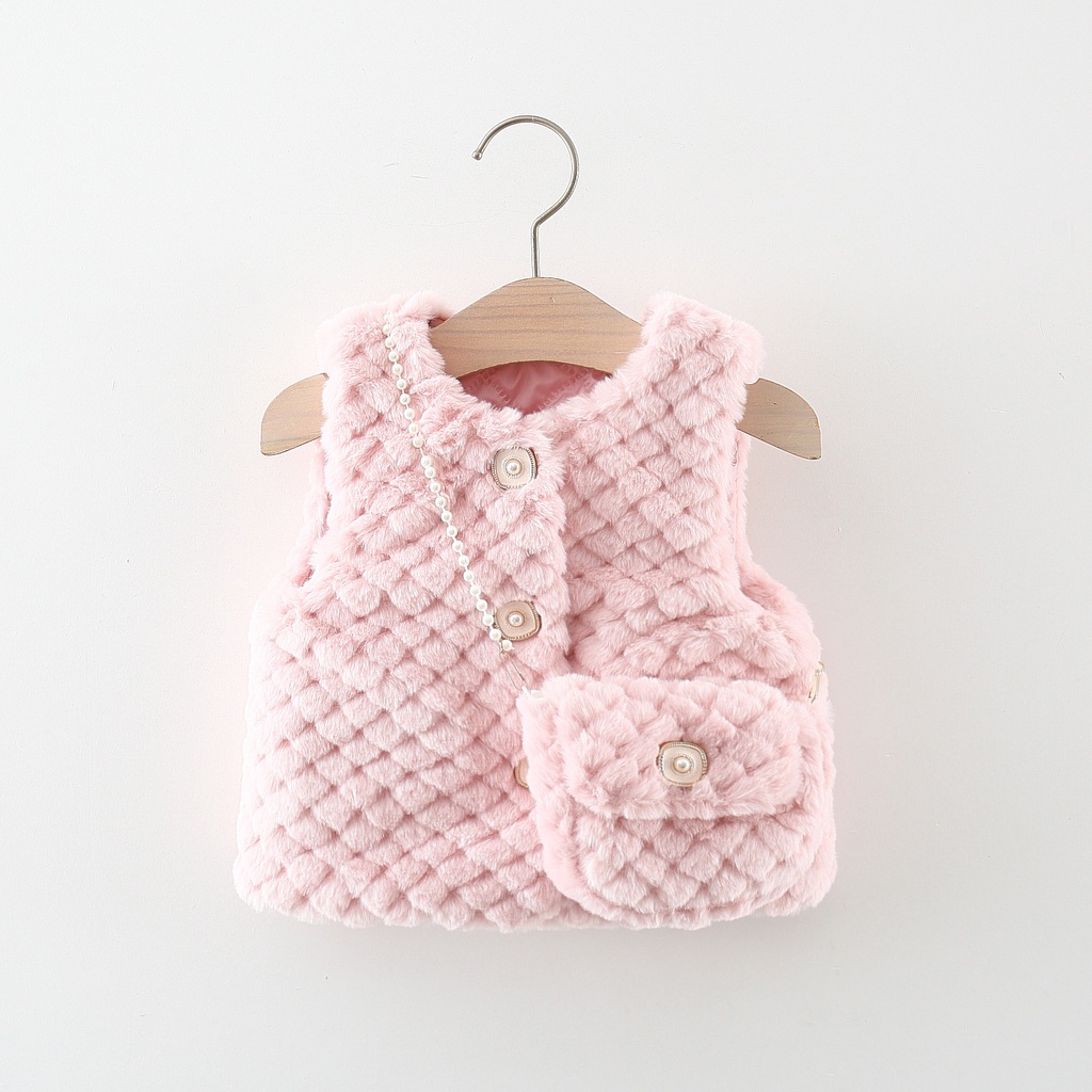 Winter Outerwear Baby Sleeveless Cardigan Lamb Wool Coat Send Bag_voghion.com