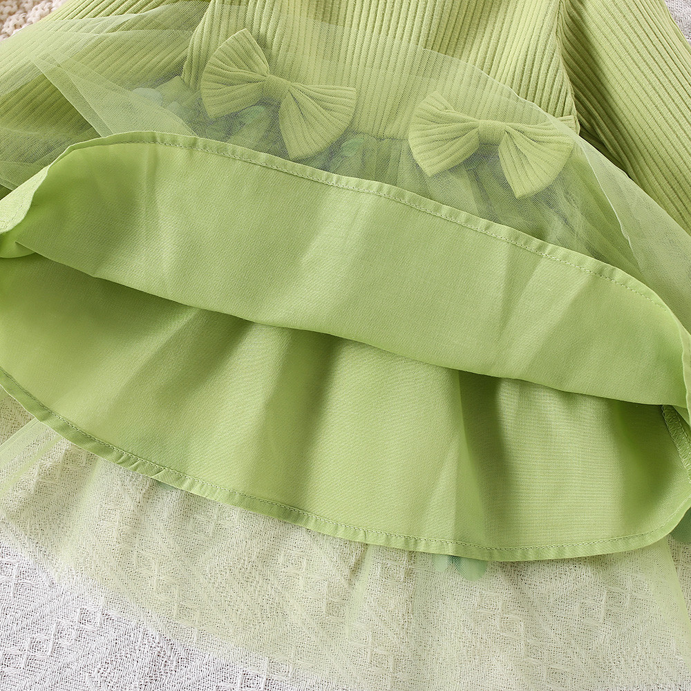 Abito a maniche lunghe per bambina, abito in garza a farfalla con fiocco in tre colori_voghion.com