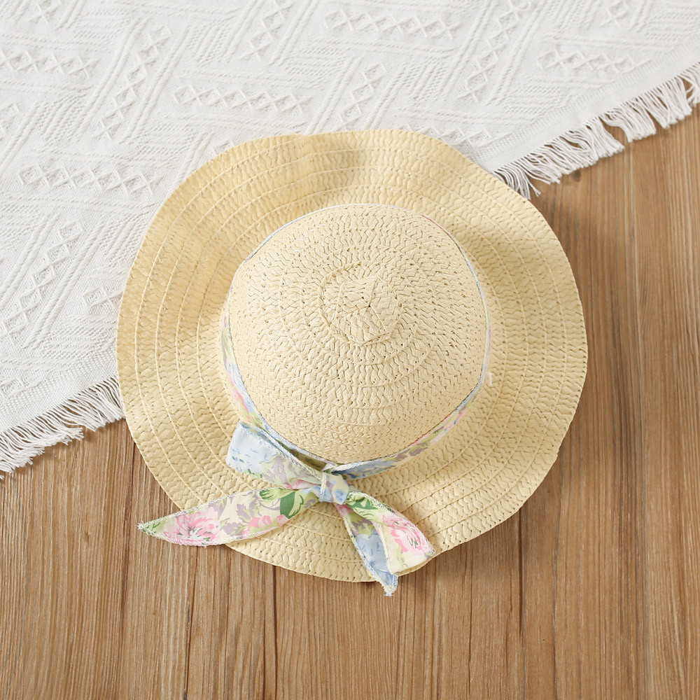 Flower Printed Cotton Dress For Baby Girl Beach Vacation Style Dress Send Hat_voghion.com