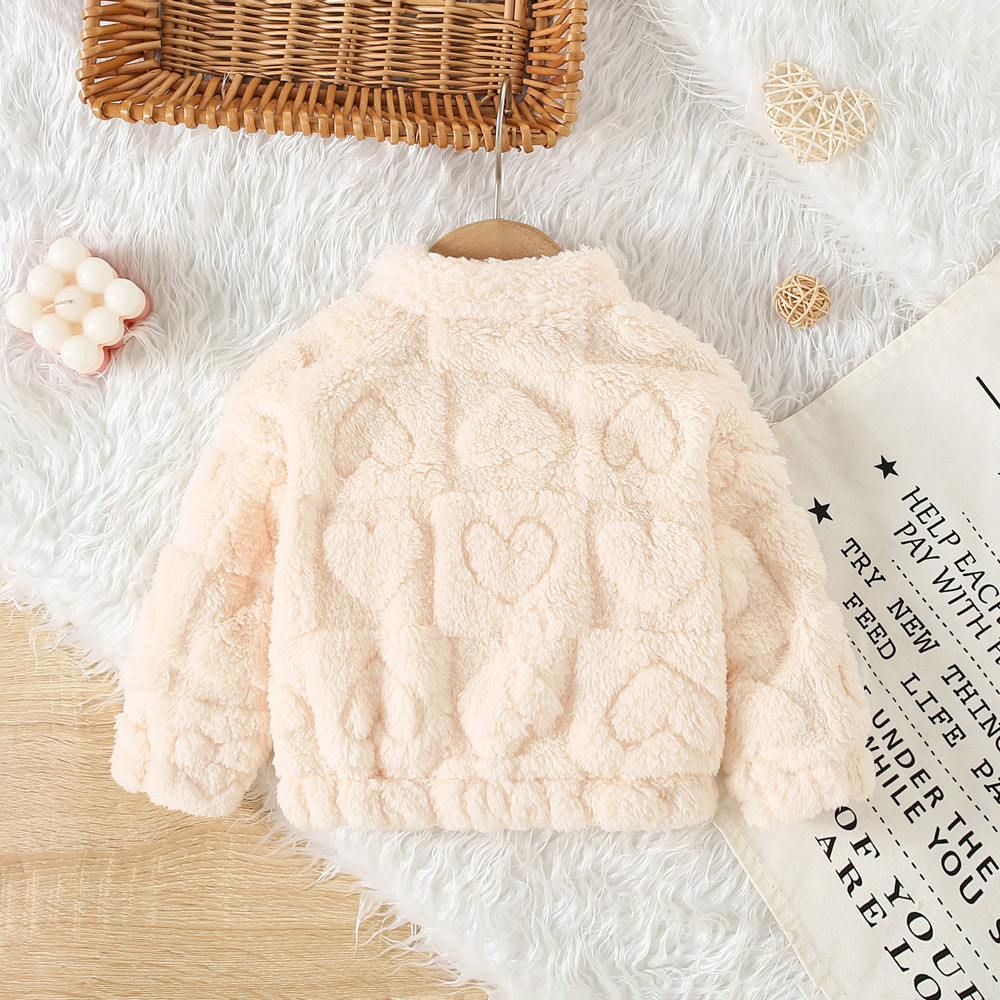 Cute Heart Shaped Plush Jacket Warm Baby Jacket For Autumn Winter Baby Girl Coat_voghion.com