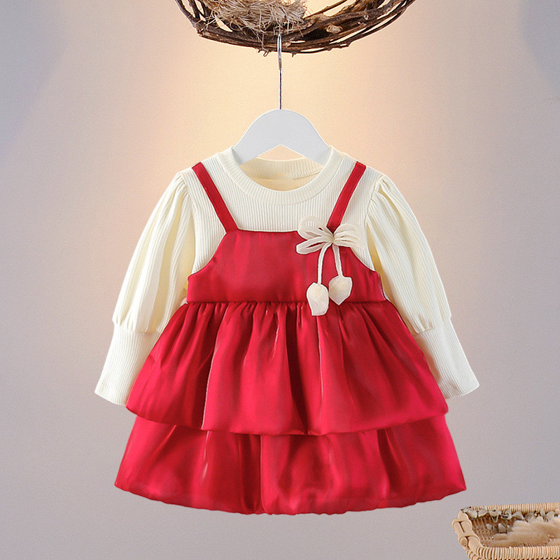 Høst Ny Baby Jentekjole Langermet Brun Chiffon Tutukjole_voghion.com